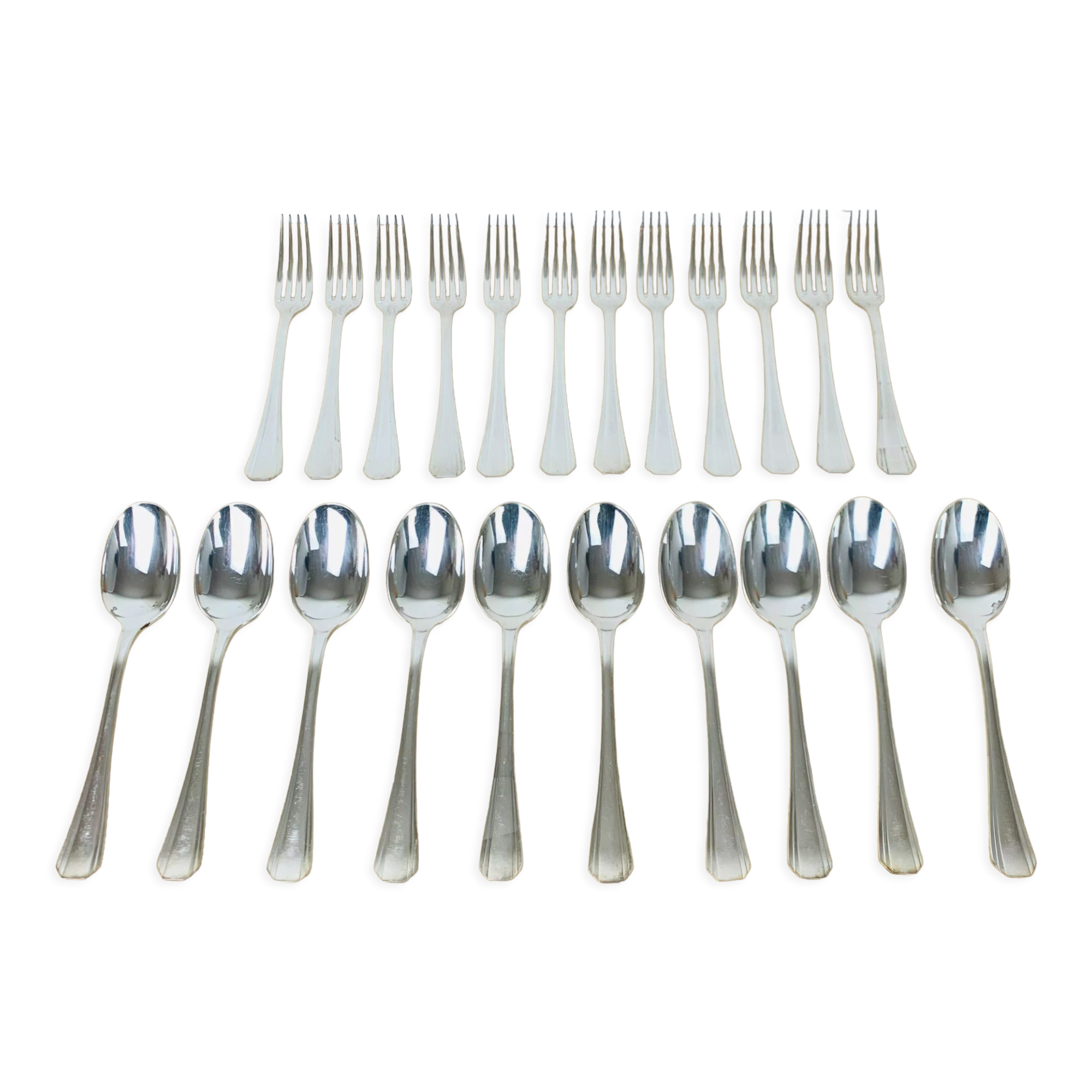 Housewife Christofle Boreal silver metal 22 pieces forks spoons