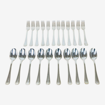 Ménagère Christofle Boréal métal argenté 22 pièces fourchettes cuillers