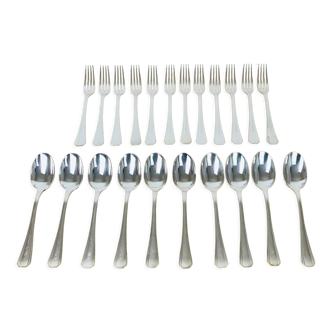 Housewife Christofle Boreal silver metal 22 pieces forks spoons