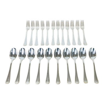 Ménagère Christofle Boréal métal argenté 22 pièces fourchettes cuillers