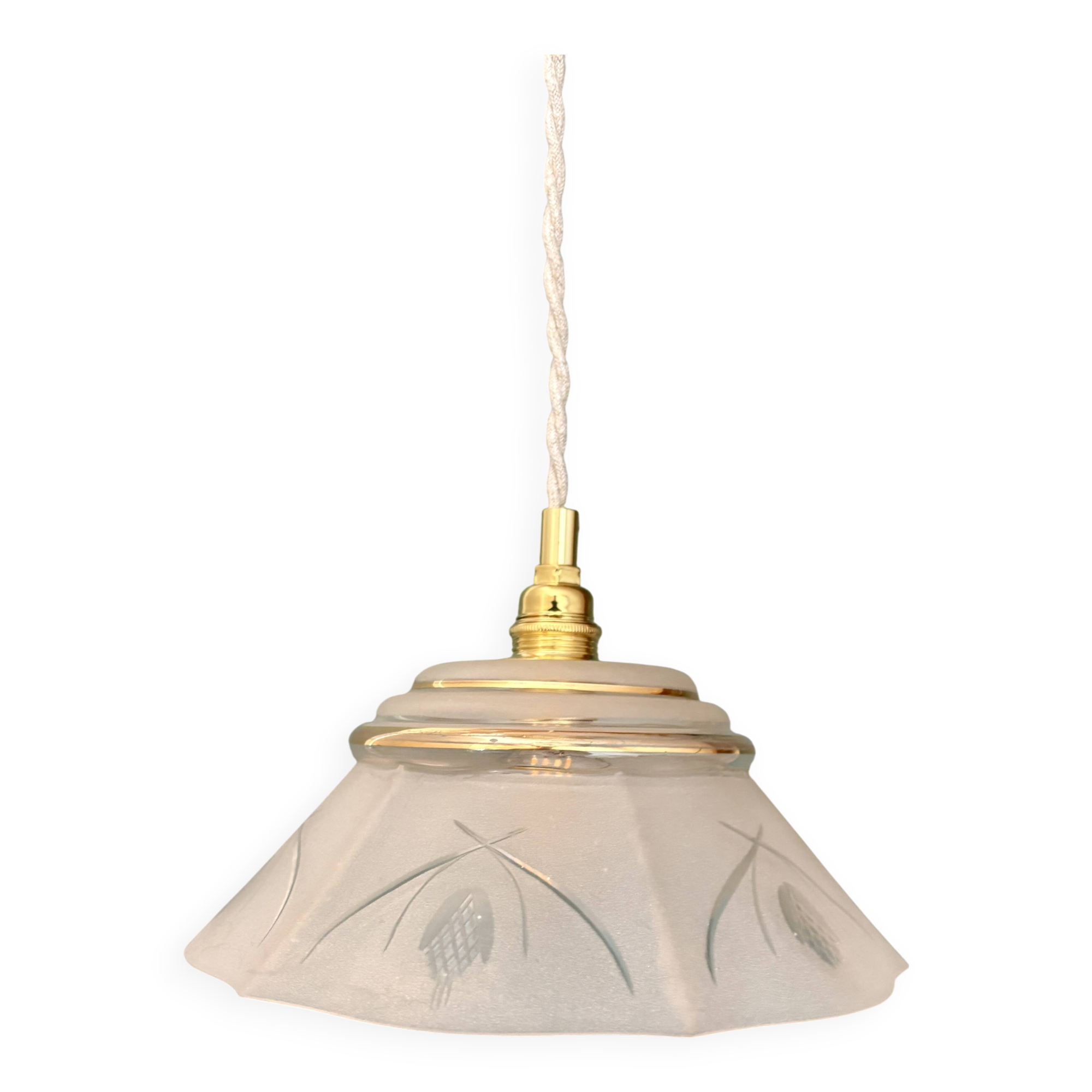 Vintage frosted glass lampshade pendant light