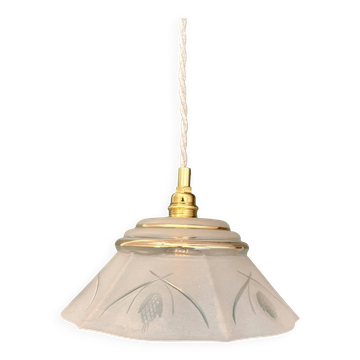 Vintage frosted glass lampshade pendant light