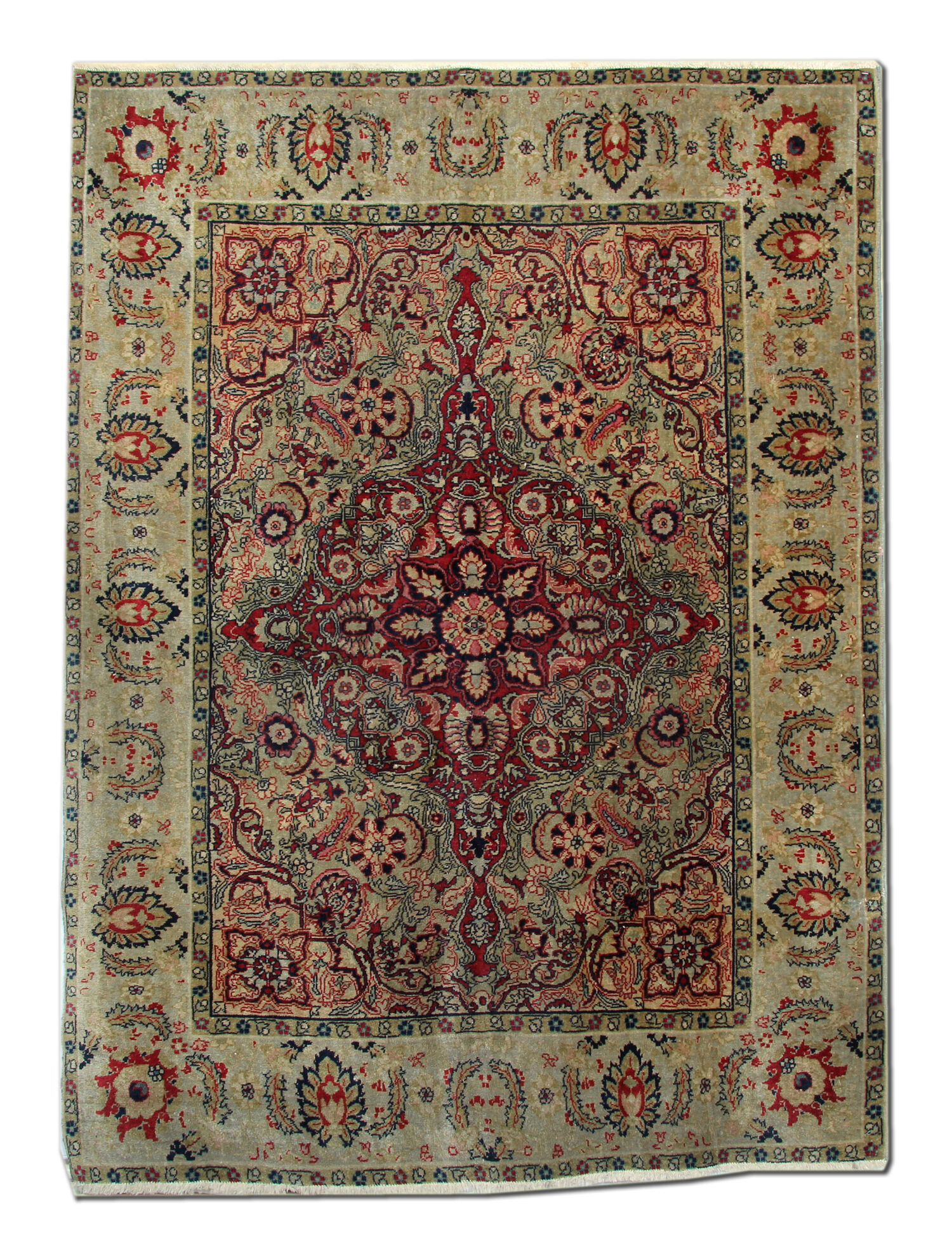 Handwoven antique persian carpet traditional wool area rug- 174x132cm