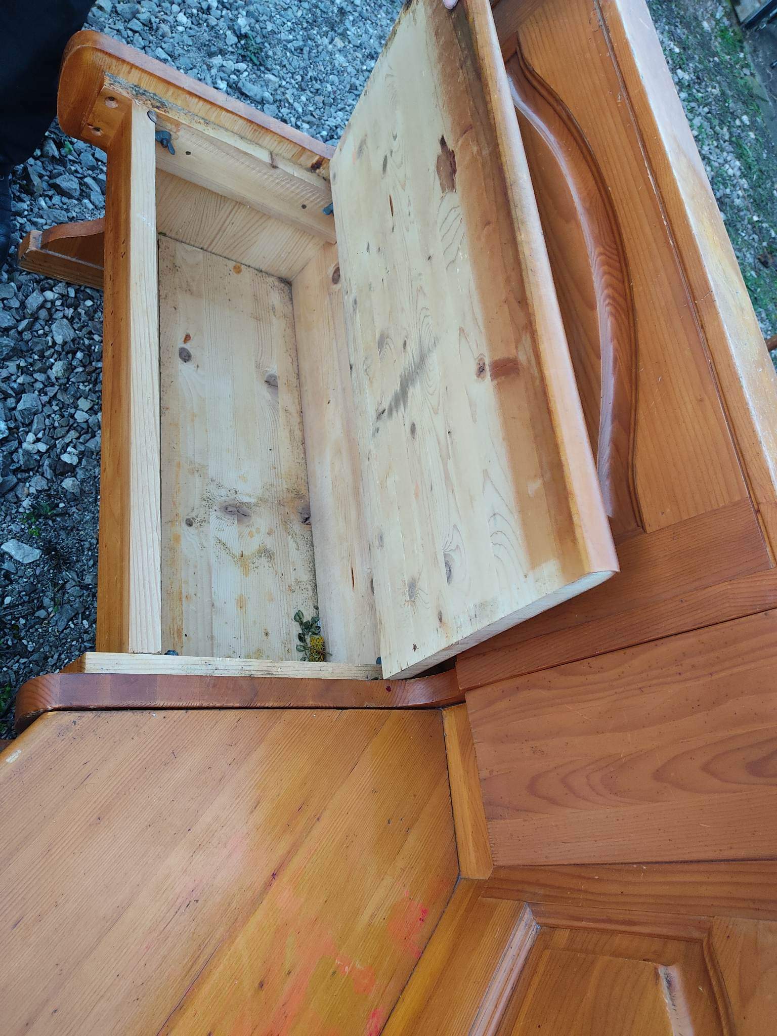 Old corner bench chest wood vintage pine
