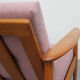 Scandinavian pink armchair in beech wood - 1960s