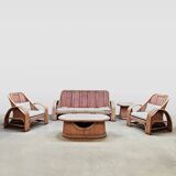 Vintage pink rattan bamboo lounge set ‘Boho-style’