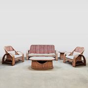Vintage pink rattan bamboo lounge set ‘Boho-style’