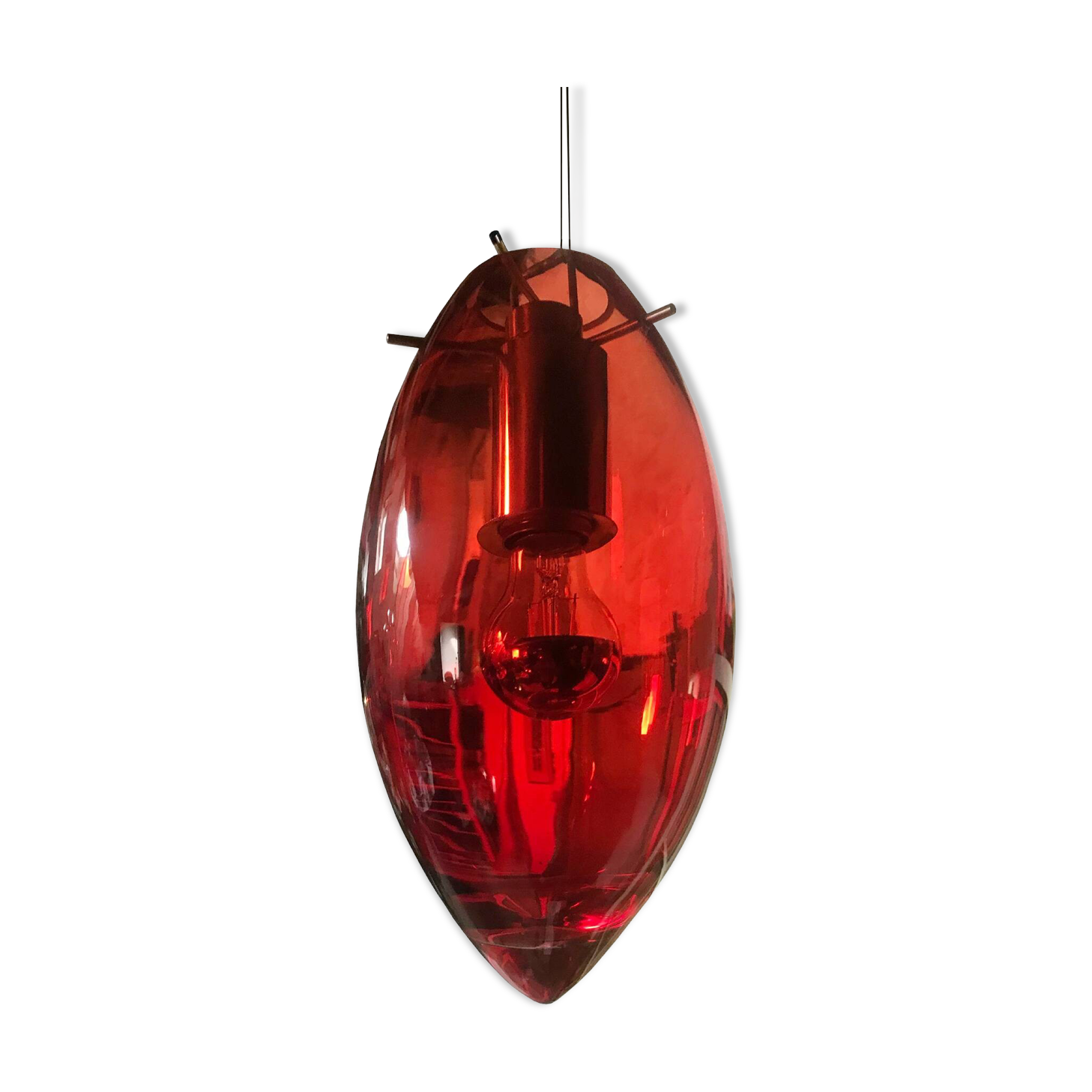 Vintage Pendant Lamp • Goccia di Sangue • Artisanal Glass • Murano • 1980
