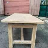 Renovated farmhouse dining table in raw oak from the 20th century, 180cm with drawer.