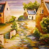 Tableau huile sur toile « Hameau » signé Pieronevo