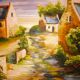 Oil painting on canvas “Hameau” signed Pieronevo