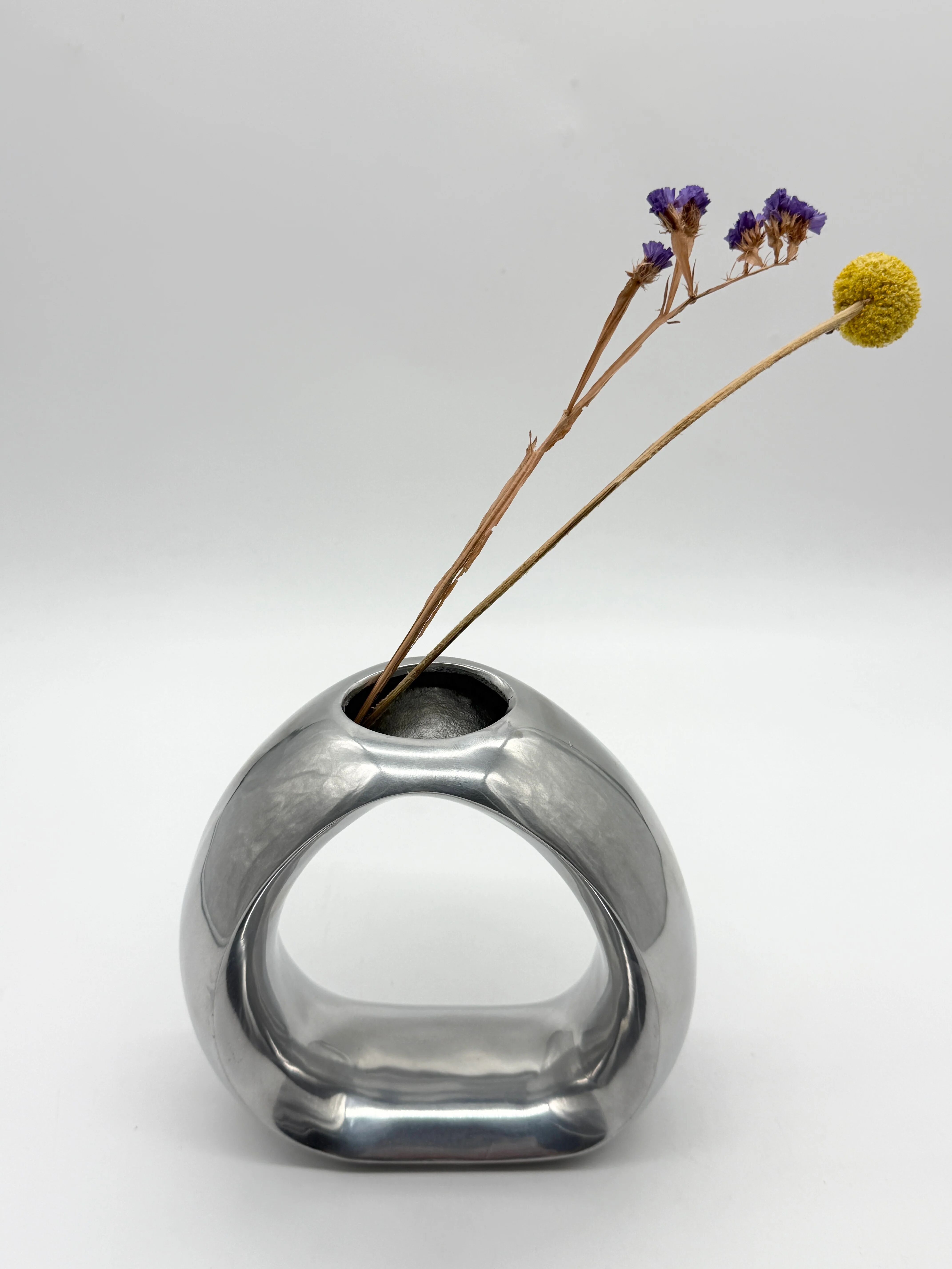 Biomorphic vase in cast aluminium, 1970s