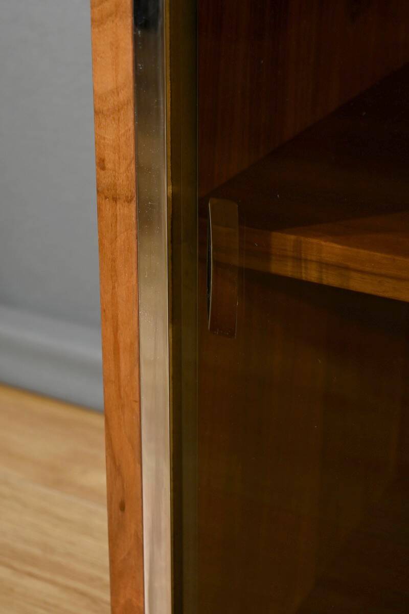 Long Glass Bookcase in Walnut, Rozaffy Style – 1960