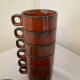 Vintage coffee set in enamelled ceramic 70s