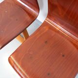 Paire de chaises design vintage ASS Schulmöbel Pagholz Thur-Op-Seat en bois courbé et hêtre