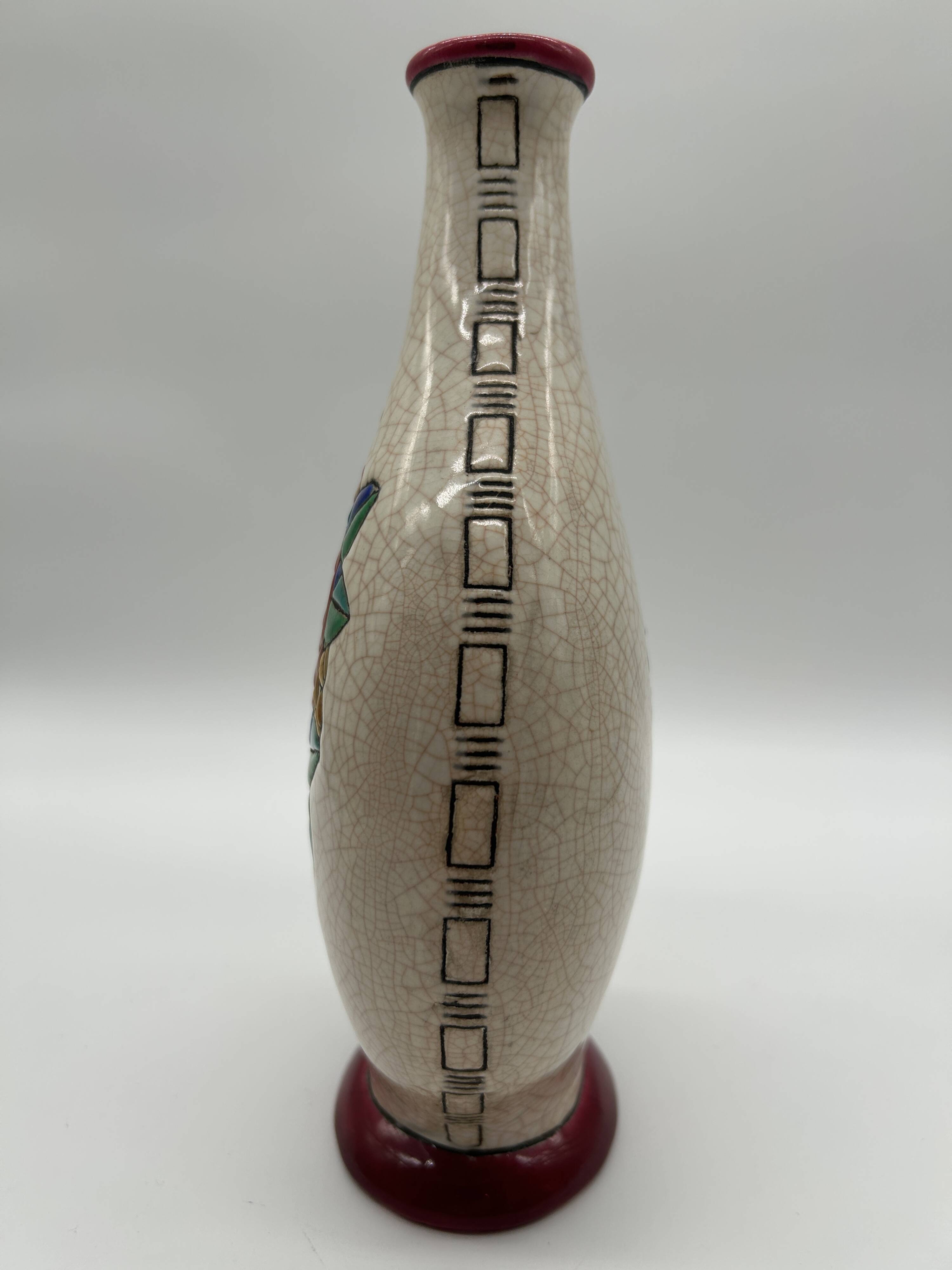 Vase art deco en émaux de longwy