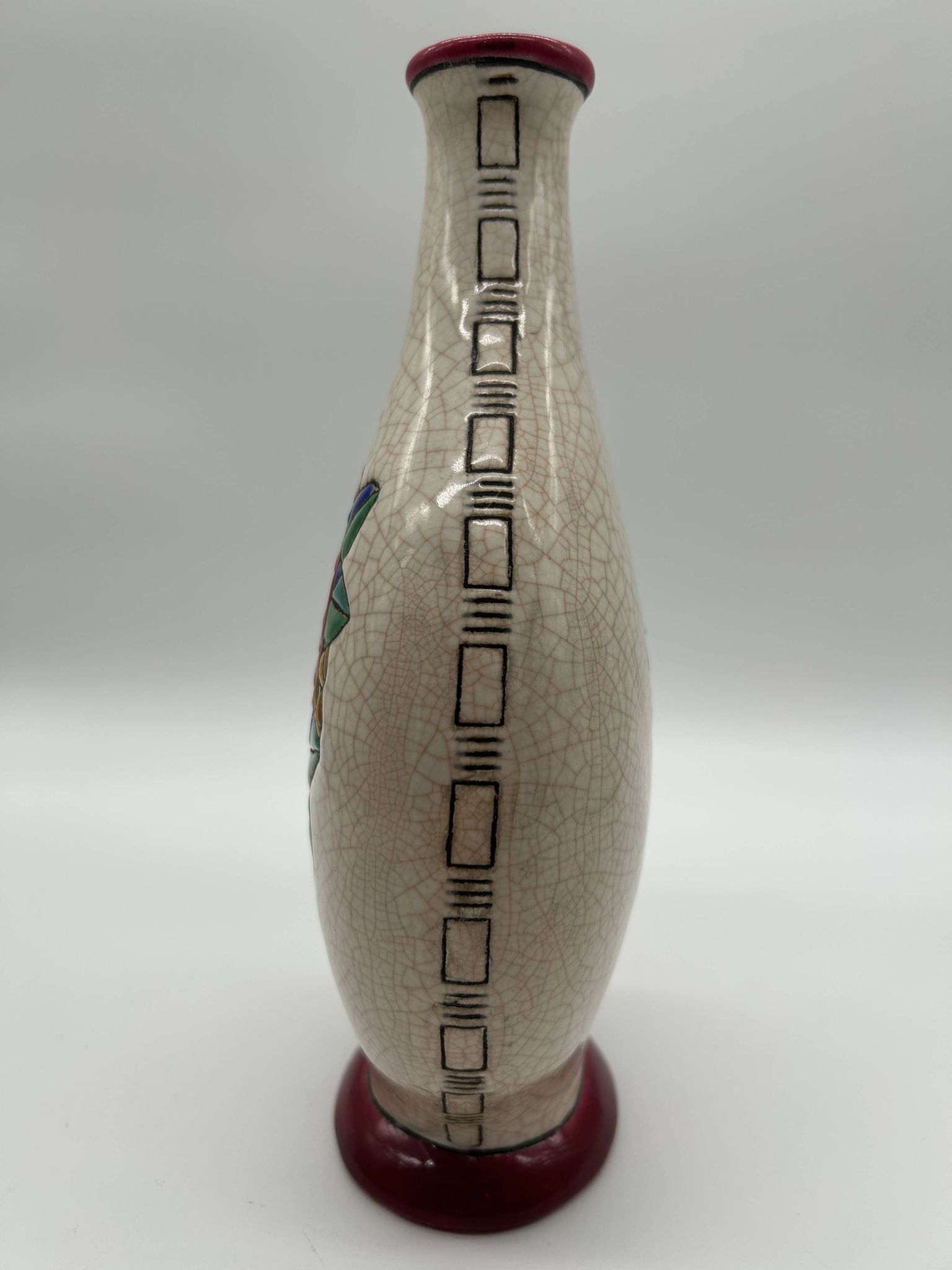 Art deco vase in longwy enamels