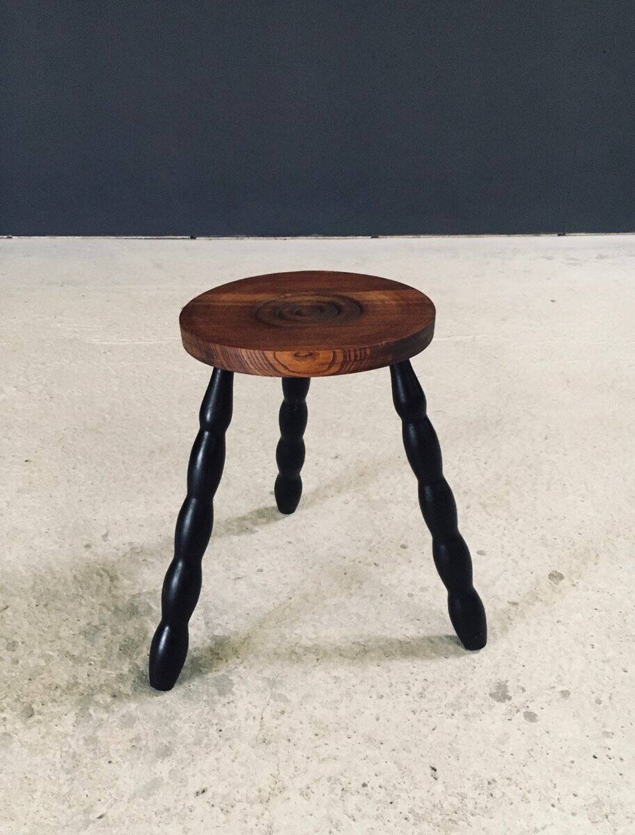 French Bobbin Tripod Stool, 1940s