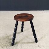 French Bobbin Tripod Stool, 1940s
