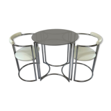 Chrome table and two modernist chairs