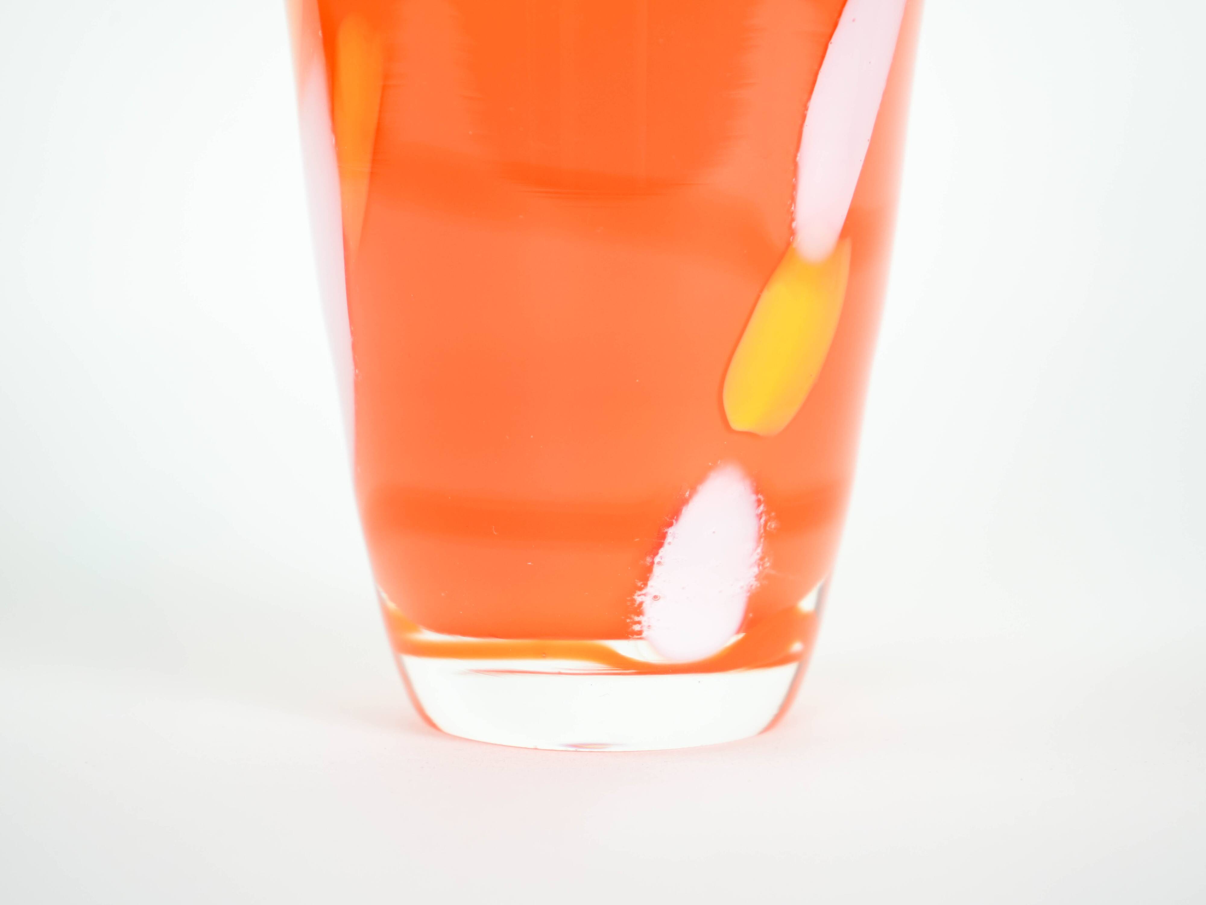 Orange glass vase, Danish design, 1960s, manufactured by Søholm