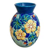Art Deco vase Boch Frères Keramis, capucine decoration D.2762, crackled enamel