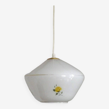 French vintage retro white pendant ceiling light yellow rose decoration 4448