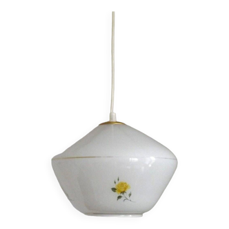 French vintage retro white pendant ceiling light yellow rose decoration 4448