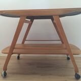 Scandinavian vintage service in wood and black glass