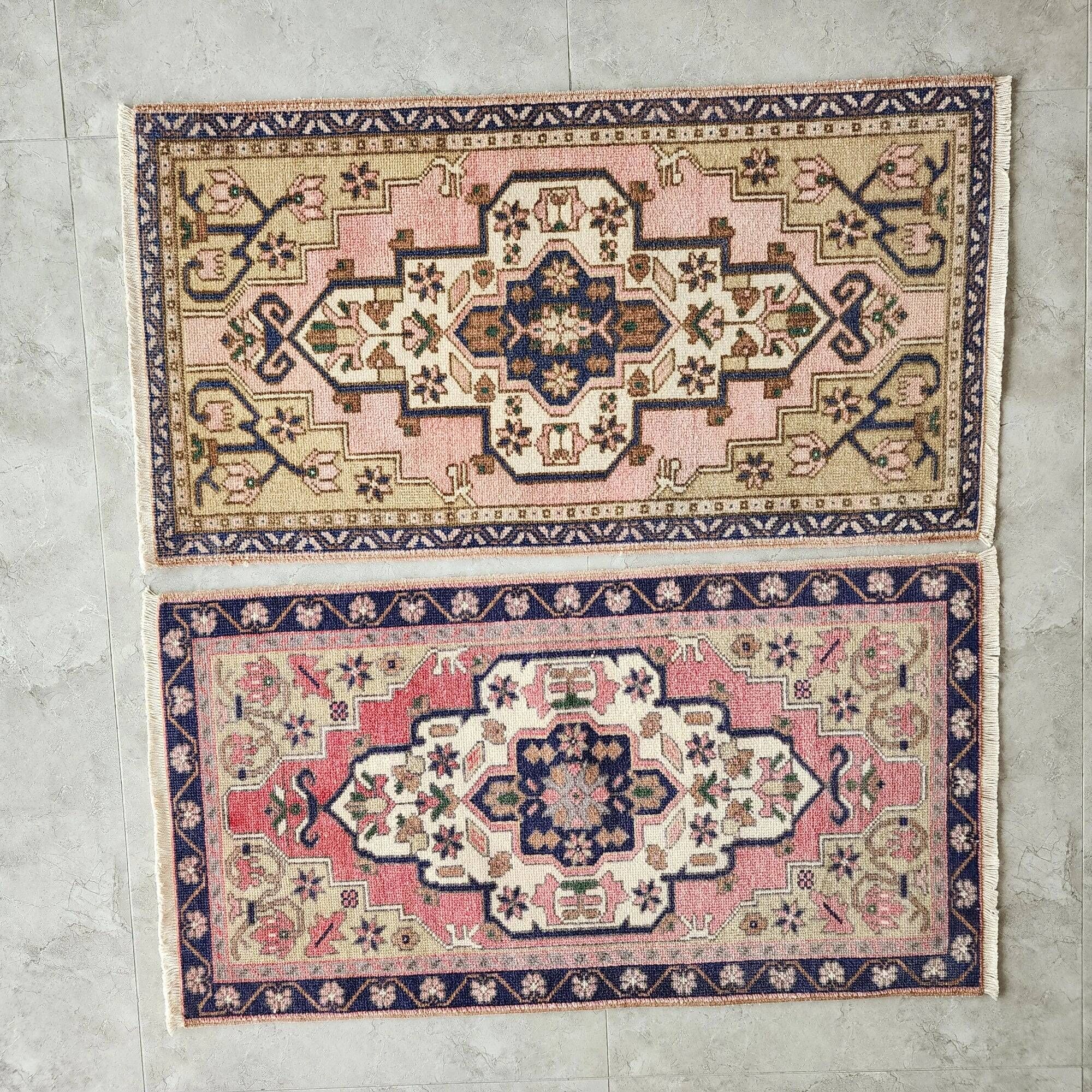 Lot de 2 tapis turcs vintage faits main