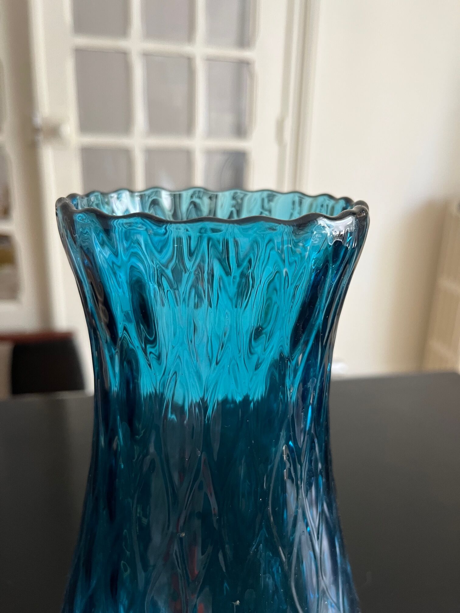 Blue glass vase 1960