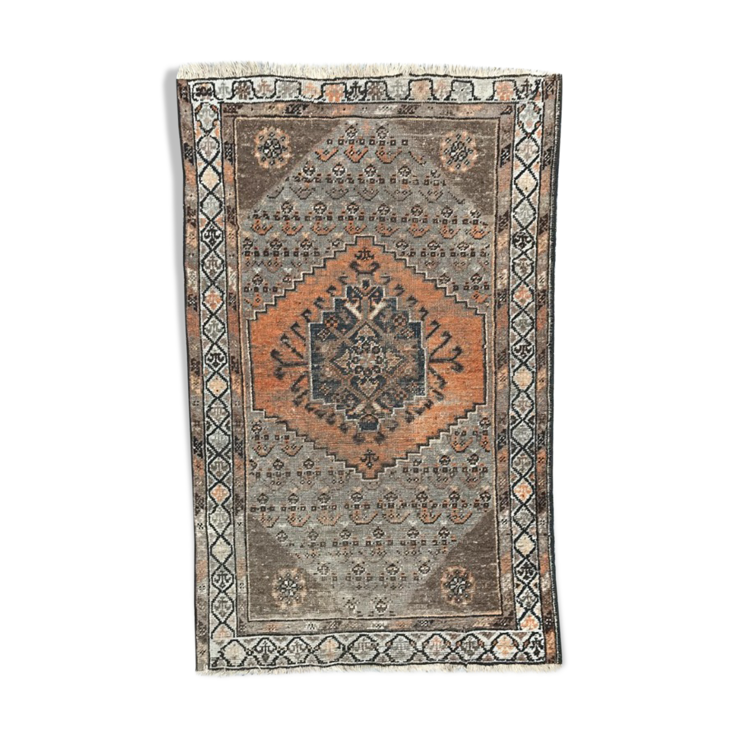 Tapis Ancien Tissé Main – Nord-Ouest / Hériz – Laine – Motifs Géométriques – XIXe