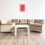 Fauteuil design 620 en cuir suédé beige par Dieter Rams, Vitsœ, Mid-Century