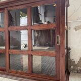 Mahogany sideboard with sliding glass doors