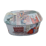 Antique metal box Columbine and Harlequin