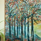 Original vintage Swedish oil on canvas – "Autumn Trees"
