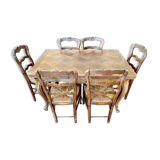 Table en chêne style Louis XV + 6,chaises