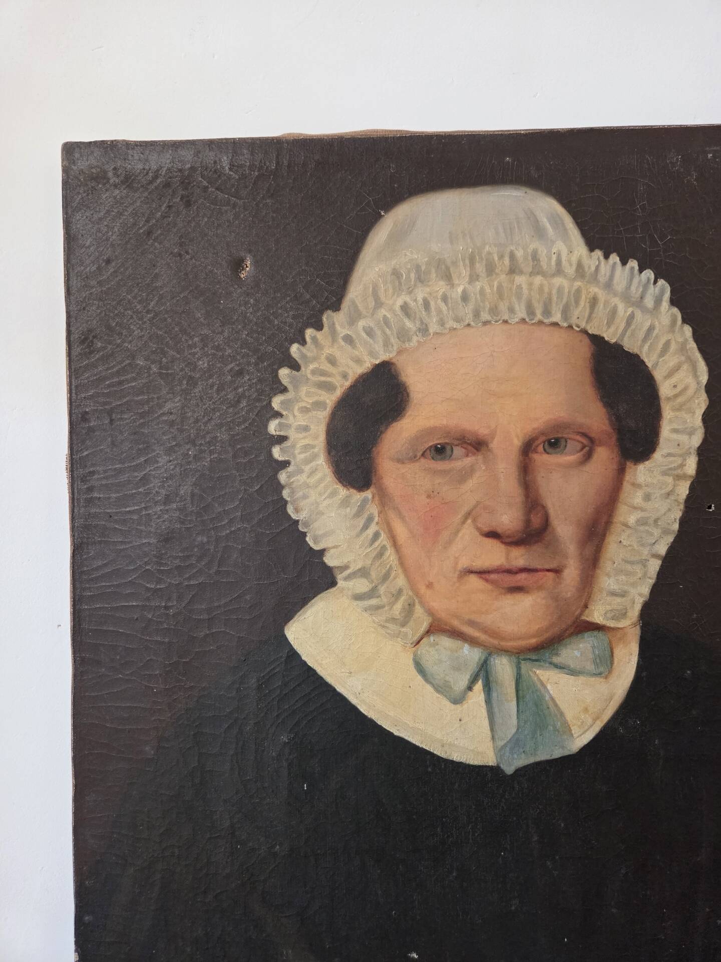 Portrait ancien, peinture a l’huile XIXe