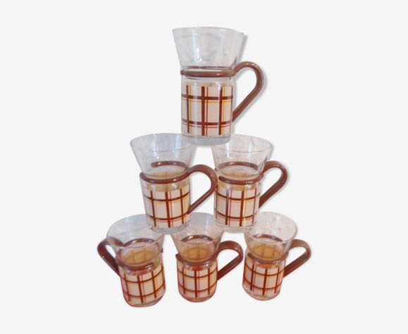 Set de 6 verres thé café irish coffée tasses en verre imprimé écossais avec cuillères