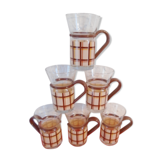 6 verres irish coffee tea made scottish printed glass cups with spoons