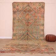 Peach Vintage Moroccan Rug 173 x 383 cm, Berber Wool Rug, Handmade Boho Rug