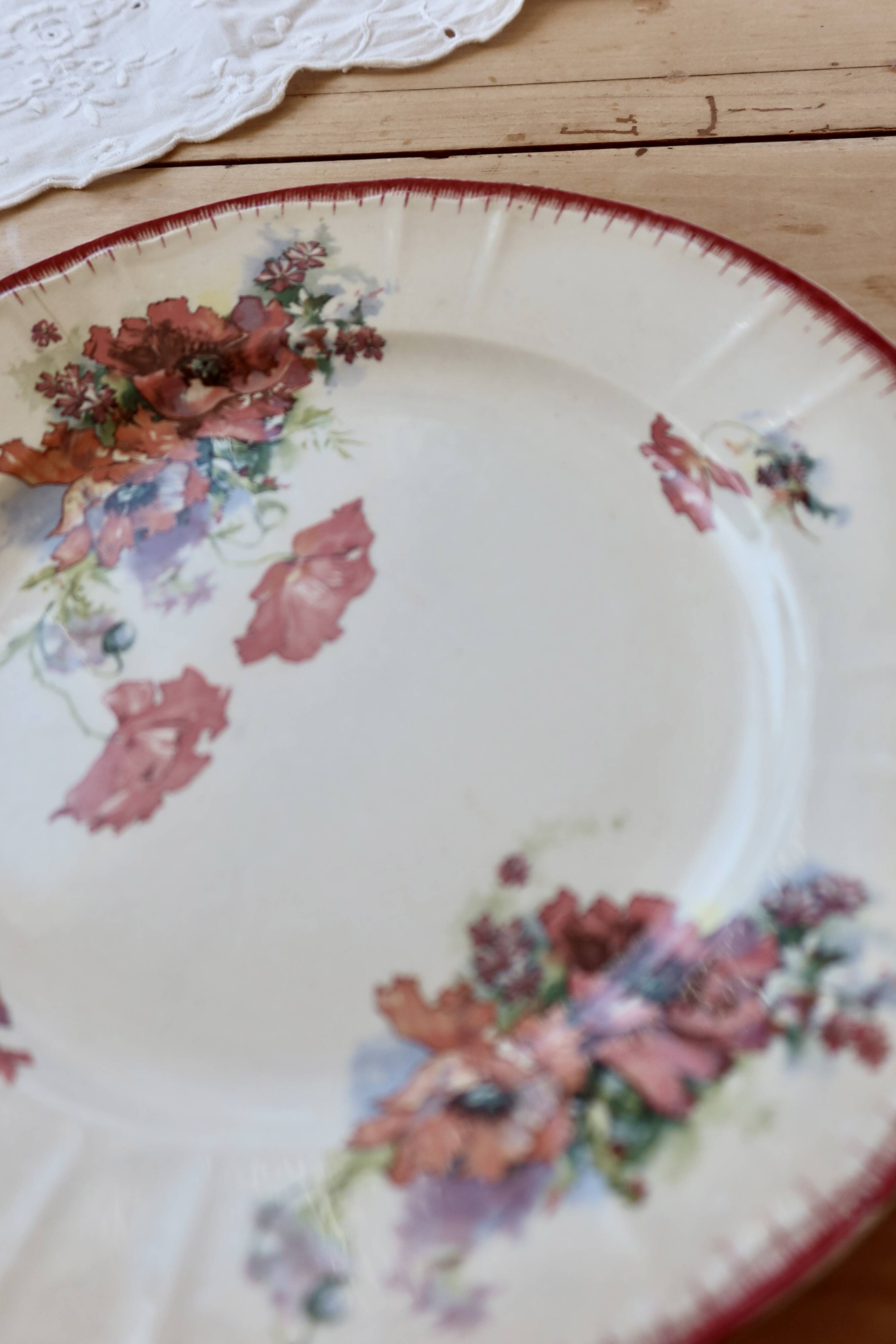 Polychrome ironstone plate from Saint-Amand and Hamage, Poppies model.