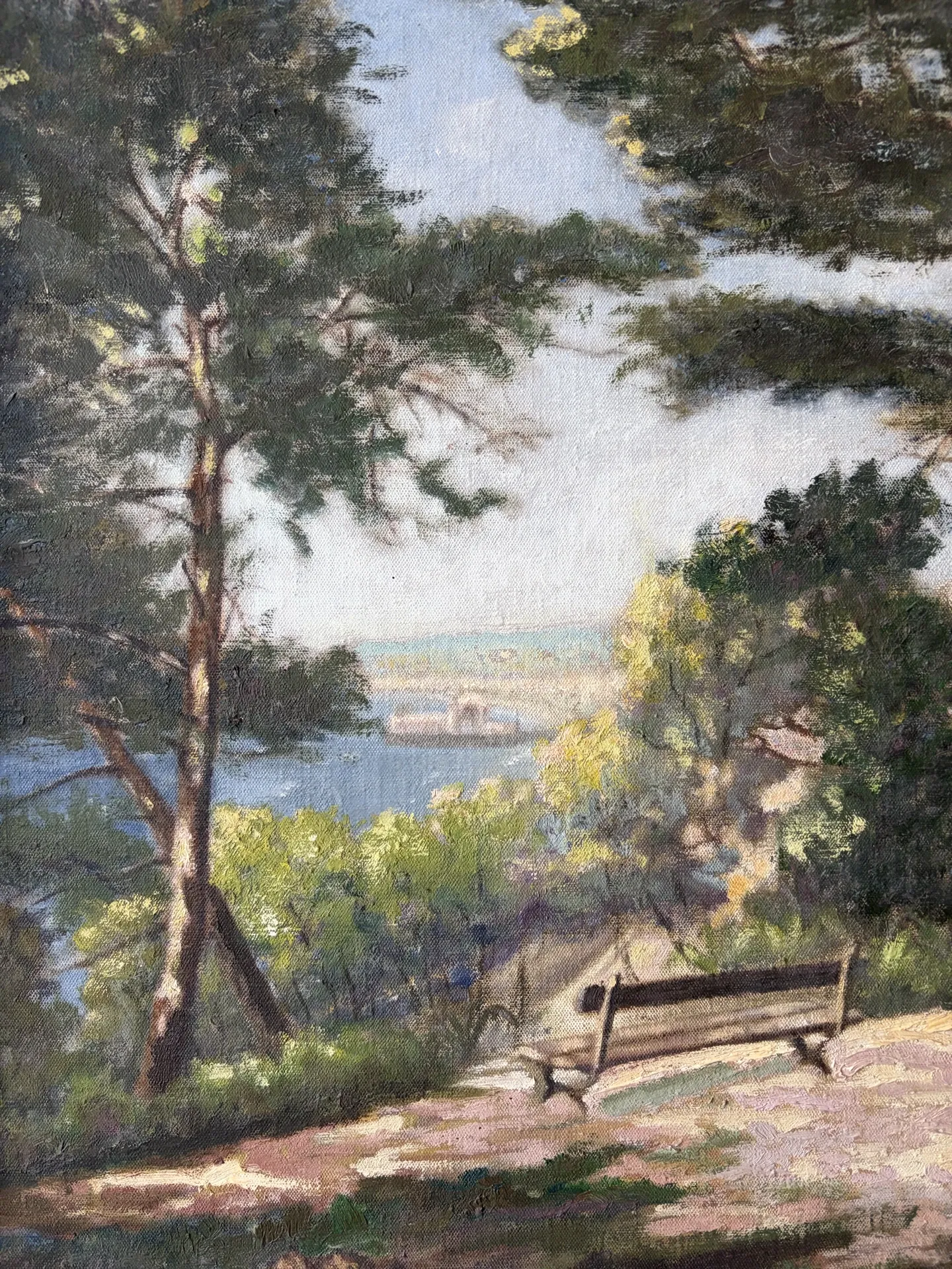 Mediterranean landscape, sea view, oil on canvas signed