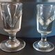 Duo of absinthe glasses thick bottoms artisanal manufacture late nineteenth century