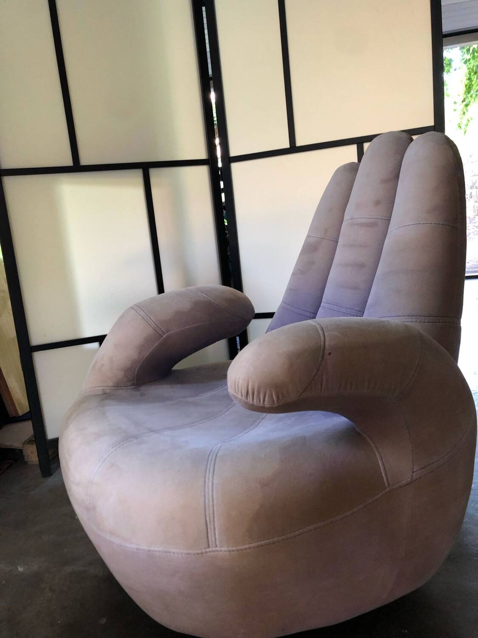 Pop Art swivel armchair - mauve velvet - circa 80/90 - very good condition