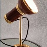 Vintage 1980s brass and imitation wood lamp