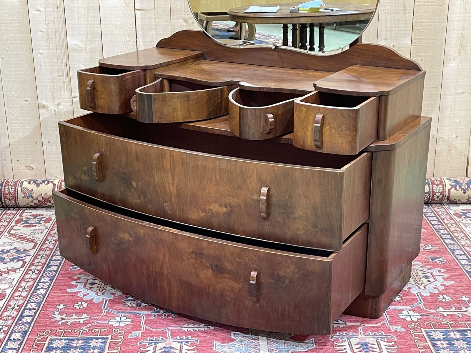 English hairdresser Art Deco walnut