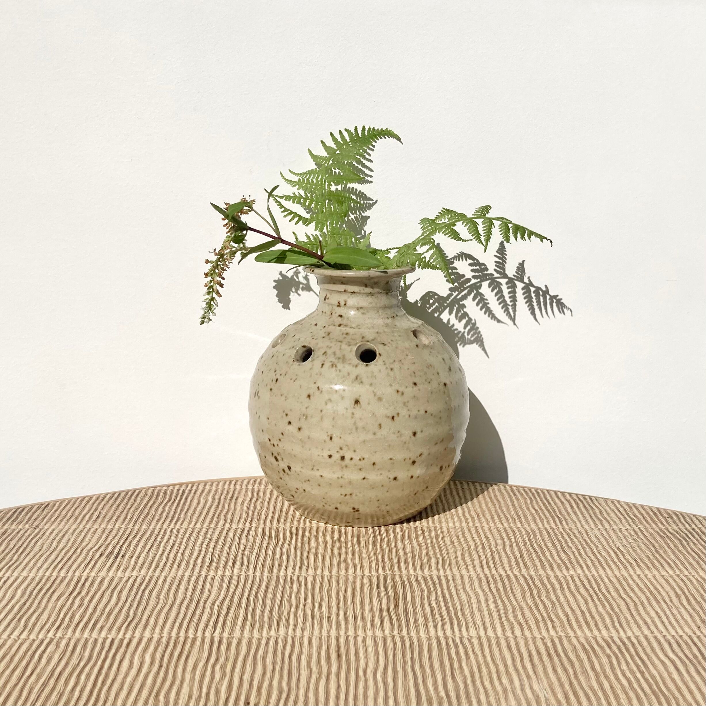 Stoneware flower spike ball vase