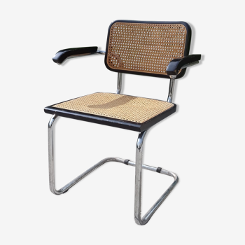 Fauteuil B33 canné et bois designer Marcel Breuer années 70