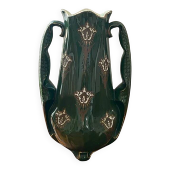 Grand vase à double anse par Keller et Guérin de Lunéville